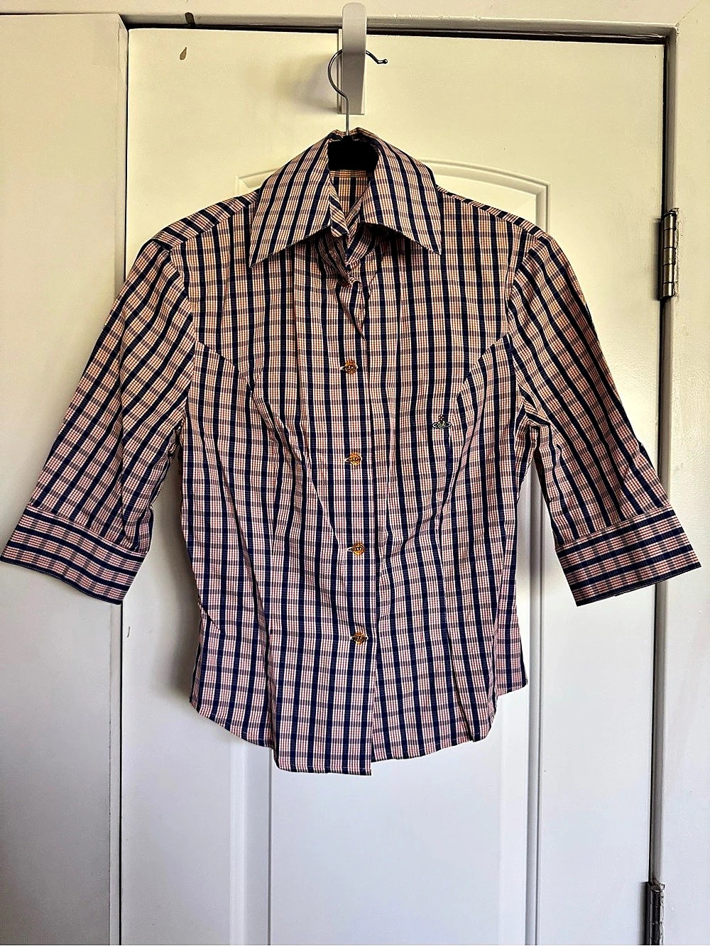 Vintage Vivienne Westwood Plaid Cotton Button Down Size S - Picture 1 of 6